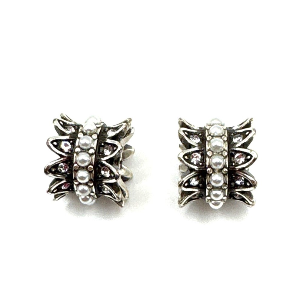 Brighton Queen Pearl Crown Pearls Beautiful *Rare* Silver Spacer Bead-Lot of 2